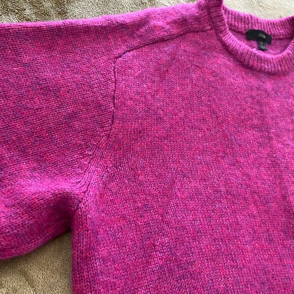 J Crew Relaxed Saddle Sleeve Crewneck Sweater - Heather Fuchsia - NWOT - S - Picture 8 of 15